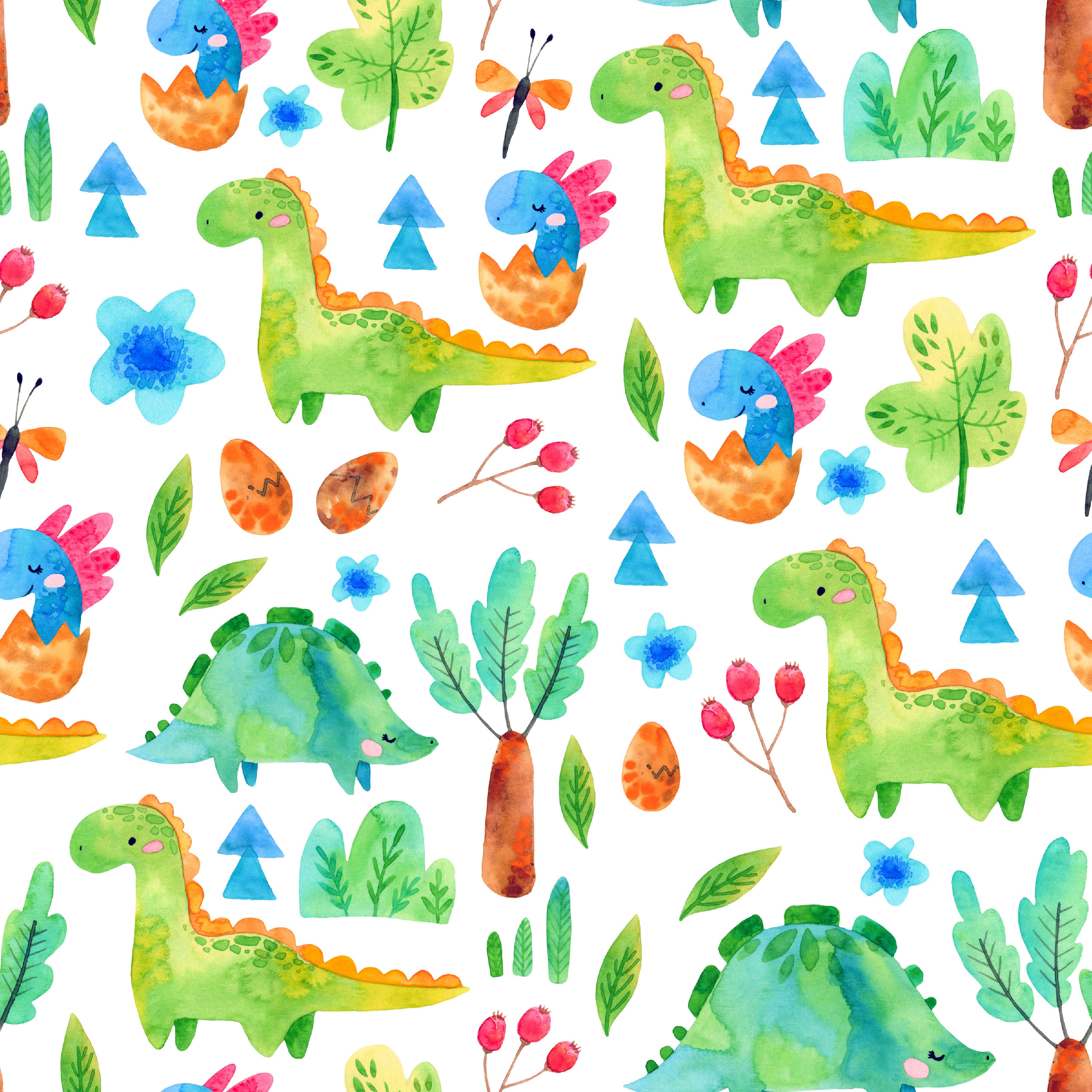 Cute Watercolor Dinosaur Pattern Adhesive Vinyl 1328 - Donkey Craft Vinyl