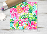 Pink Floral Lilly Inspired Floral Patterned HTV L156 - Donkey Craft Vinyl