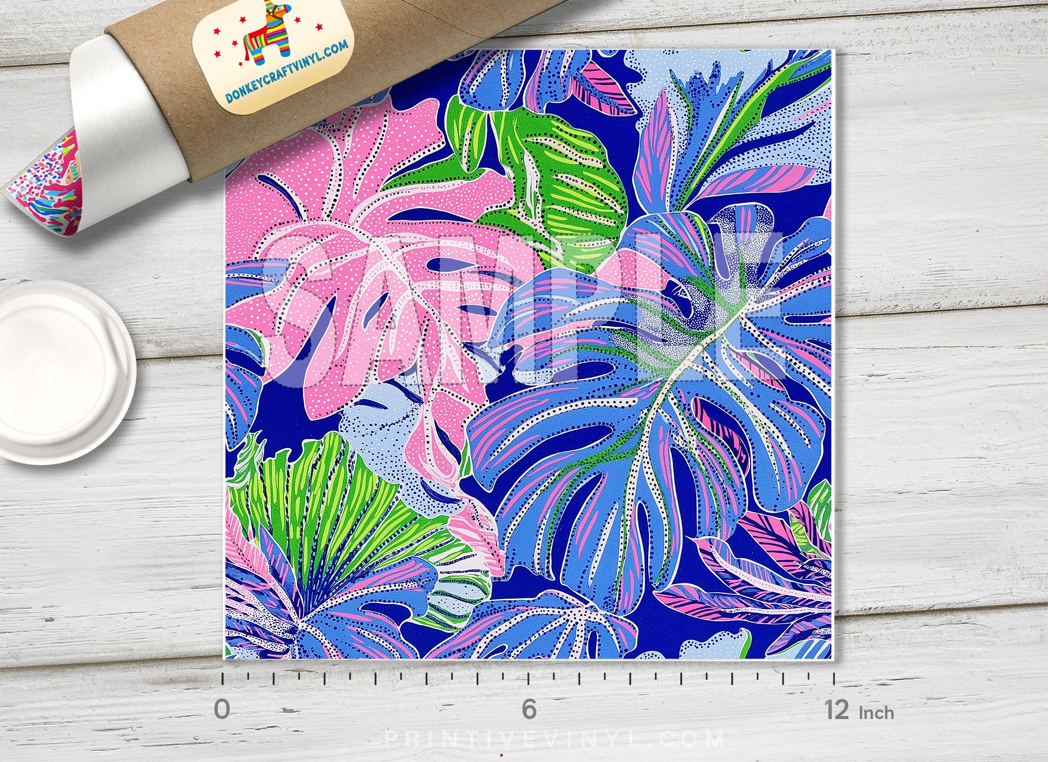 Preppy Tropical Leaf Lilly Inspired Floral Patterned HTV L157 - Donkey Craft Vinyl