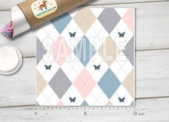Argyle with Butterflies Adhesive Vinyl 1664