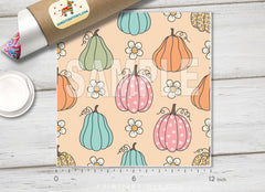 Boho Pastel Pumpkin Floral Adhesive Vinyl 1714