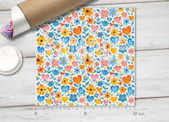 Whimsical Hearts and Flowers Adhesive Vinyl 1706