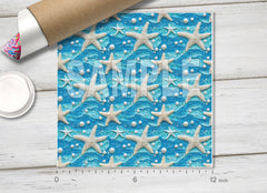 Starfish and Pearls Blue Ocean Waves Adhesive Vinyl 1734