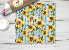Sunflower Rustic Blue Wood HTV 1702