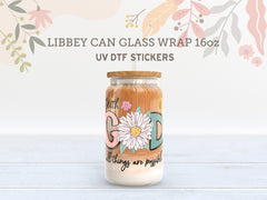 With God All Things Are Possible UV DTF Libbey Glass Wrap | 16oz Sticker UV036