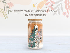 Sorta Merry Sorta Scary UV DTF Cup Wrap | 16oz Libbey Glass Cup Sticker UV051