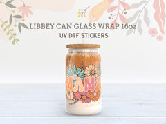 Big Sister & Mama Floral UV DTF Libbey Glass Wrap | 16oz Sticker UV045