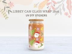 Santa Christmas UV DTF Libbey Glass Wrap 16oz – Holiday Sticker UV057