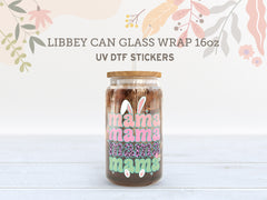 Faith Cross Floral UV DTF Wrap | 16oz Libbey Glass Cup Sticker UV099