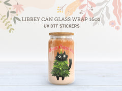 Christmas Tree Cat UV DTF Wrap for 16oz Libbey Glass | Merry Christmas UV146