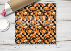 Halloween Pumpkin & Skull Checkerboard Adhesive Vinyl 1730