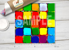 Rainbow Paint tiles Mosaic Patterned HTV 072