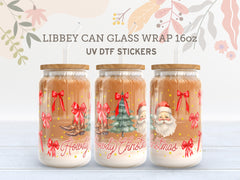 Howdy Christmas UV DTF Libbey Glass Wrap 16oz – Santa Sticker UV056