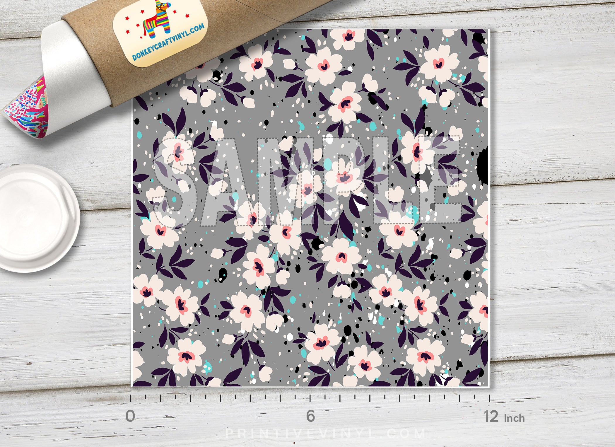 Dainty Floral Adhesive Vinyl 1495 - Donkey Craft Vinyl