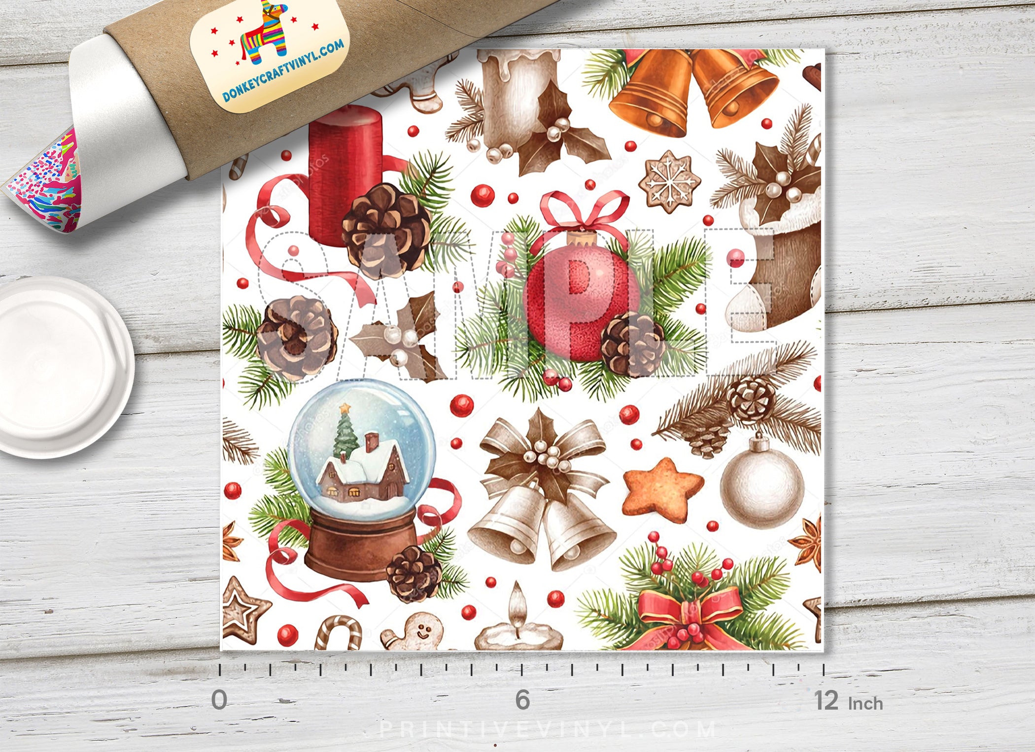 Christmas Patterned Adhesive Vinyl X126 - Donkey Craft Vinyl
