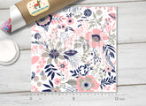 Navy and Pink Floral Adhesive Vinyl 1506 - Donkey Craft Vinyl