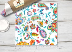Vibrant Watercolor Floral Paisley Pattern HTV HTV 1537