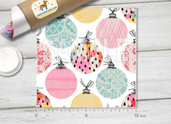 Xmas Tree Ball Ornaments Patterned Adhesive Vinyl X006