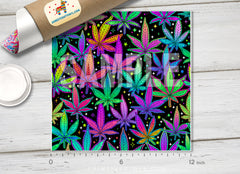 Rainbow Weed Leaf 420 Patterned HTV 1452 - Donkey Craft Vinyl