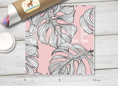 Pink Monstera Leaf Adhesive Vinyl 1355 - Donkey Craft Vinyl