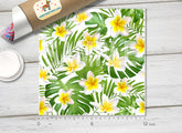 Tropical Plumeria & Palm Leaves Adhesive Vinyl 1366 - Donkey Craft Vinyl