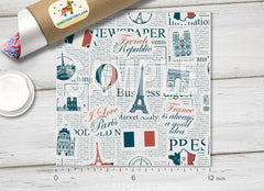 Vintage Paris Newspaper Pattern Adhesive Vinyl 1560