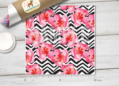 Hibiscus Floral Chevron Adhesive Vinyl 1476 - Donkey Craft Vinyl