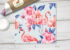 Flower Flamingos Pattern Adhesive Vinyl 675 - Donkey Craft Vinyl