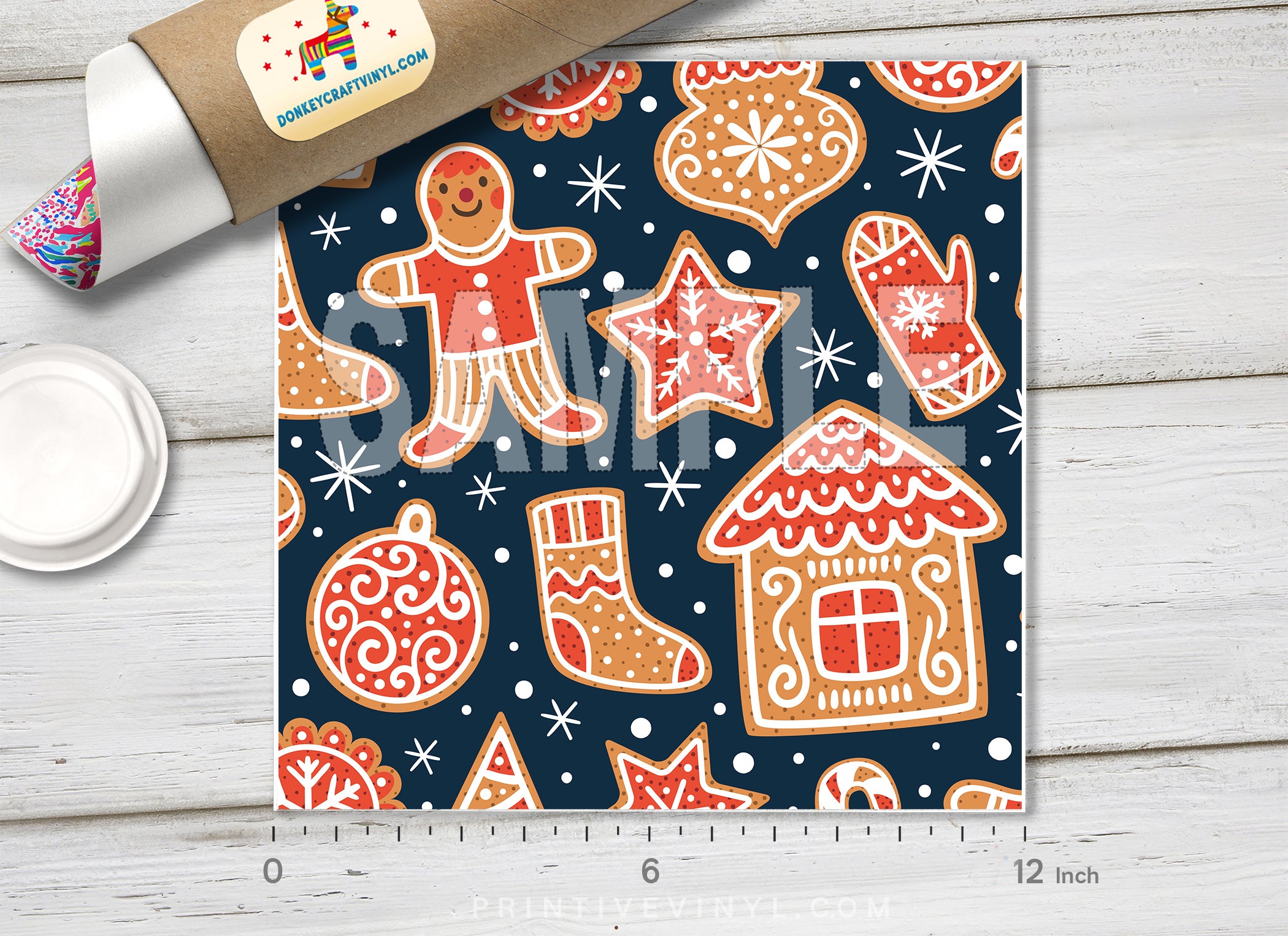 Christmas Patterned Adhesive Vinyl X066 - Donkey Craft Vinyl
