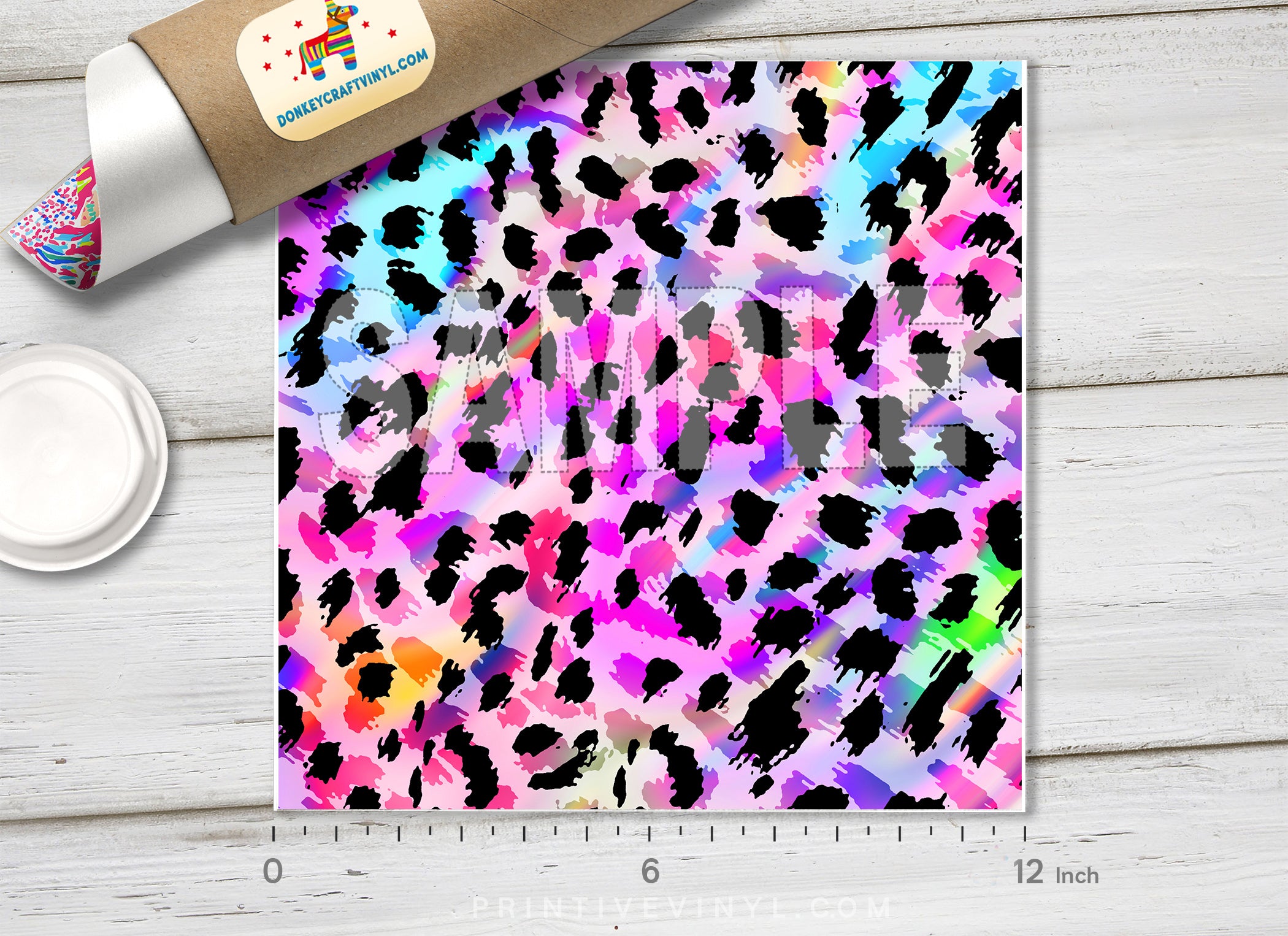 Rainbow Leopard Print Adhesive Vinyl 1415 - Donkey Craft Vinyl