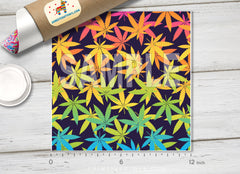 Rainbow Cannabis Leaf Adhesive Vinyl 1313 - Donkey Craft Vinyl