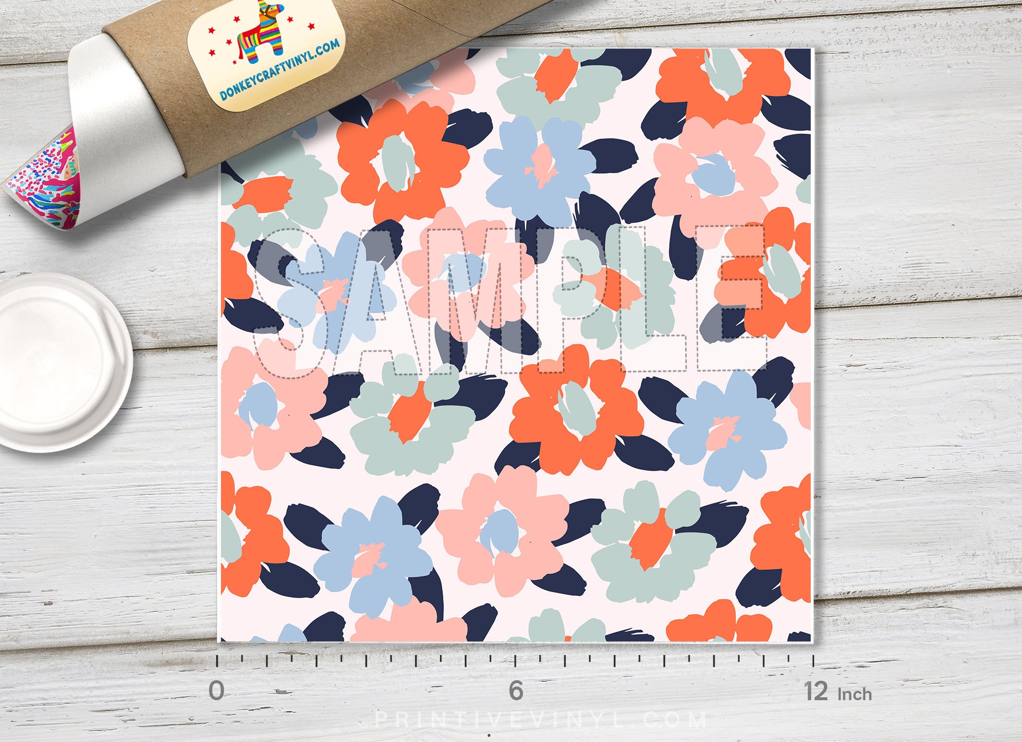 Pastel Watercolor Floral Adhesive Vinyl 1504 - Donkey Craft Vinyl
