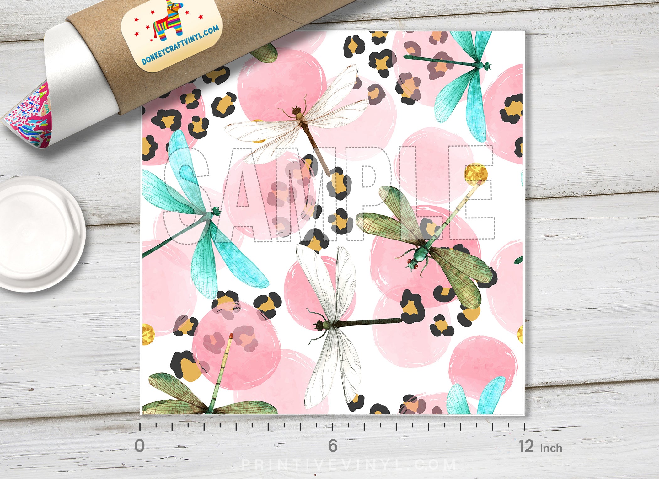 Dragonfly Leopard Patterned HTV 1468 - Donkey Craft Vinyl