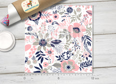 Navy and Pink Floral HTV 1506
