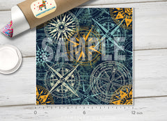 Vintage Nautical Compass Adhesive Vinyl 1314 - Donkey Craft Vinyl