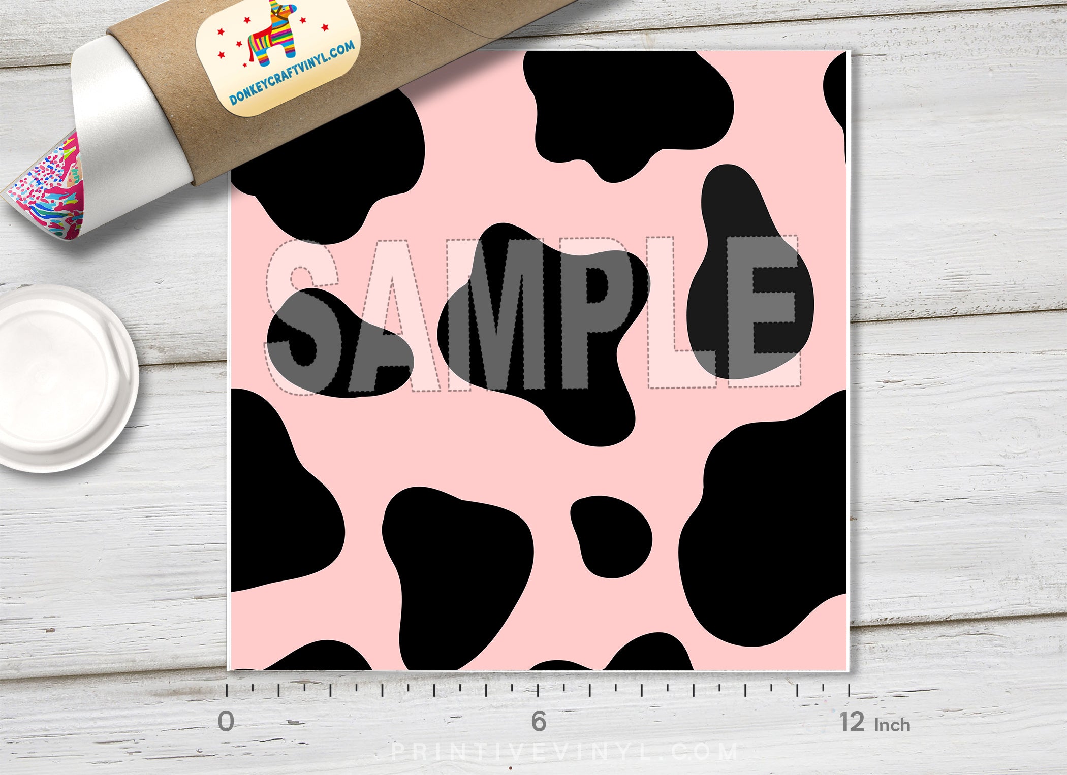 Pink Cow Print Adhesive Vinyl Adhesive Vinyl 1306 - Donkey Craft Vinyl