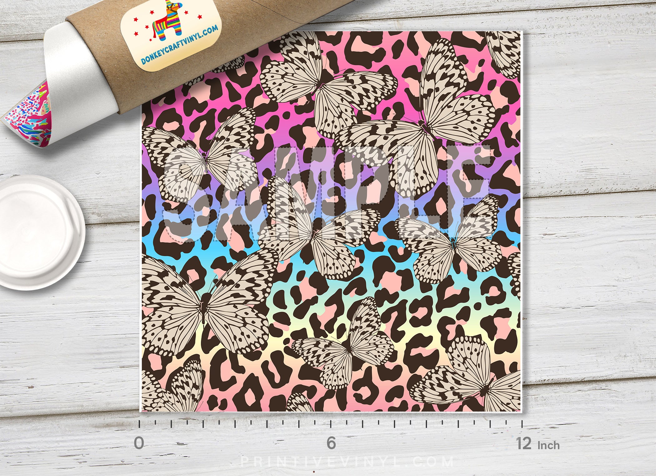 Rainbow Leopard Adhesive Vinyl 1312 - Donkey Craft Vinyl