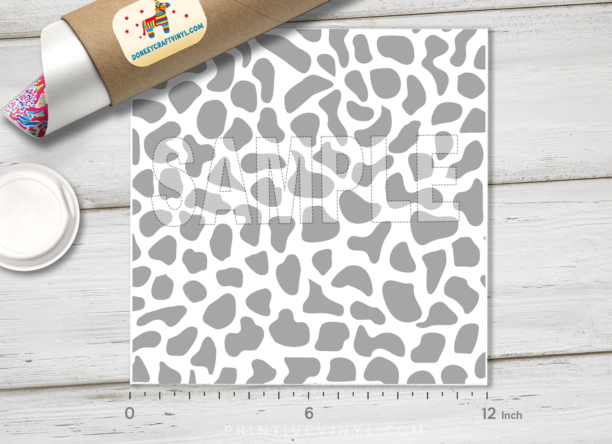 Grey Dalmatian Print Pattern Adhesive Vinyl 1457 - Donkey Craft Vinyl