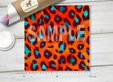 Orange & Turquoise Leopard Print Adhesive Vinyl 1314 - Donkey Craft Vinyl