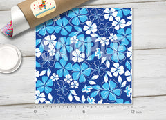Blue Hawaiian Hibiscus Patterned Adhesive Vinyl 934