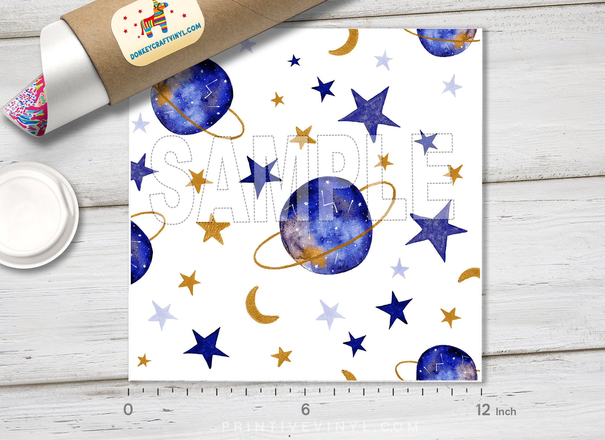 Watercolor Celestial Space Galaxy Adhesive Vinyl 1346 - Donkey Craft Vinyl