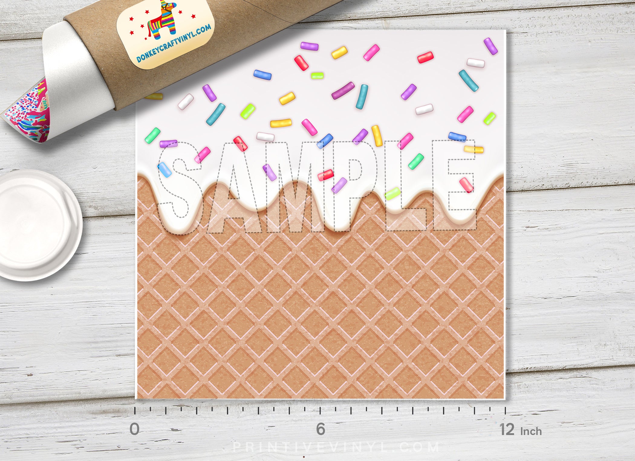 Ice Cream Waffle Cone Patterned HTV 1464 - Donkey Craft Vinyl