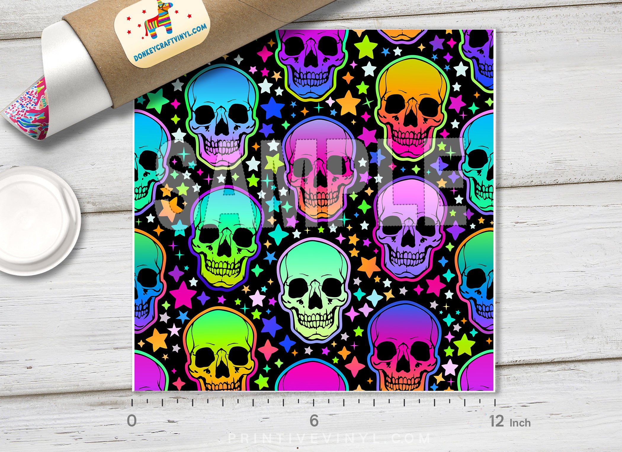 Skulls and Stars Adhesive Vinyl 1498 - Donkey Craft Vinyl
