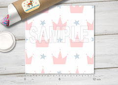 Pink Princess Crown & Star Adhesive Vinyl 1408 - Donkey Craft Vinyl