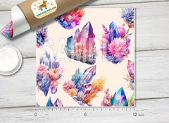 Watercolor Crystal and Floral Adhesive Vinyl 1622