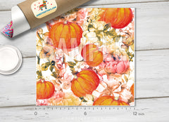 Fall Pumpkin Floral Pattern Adhesive Vinyl 1551