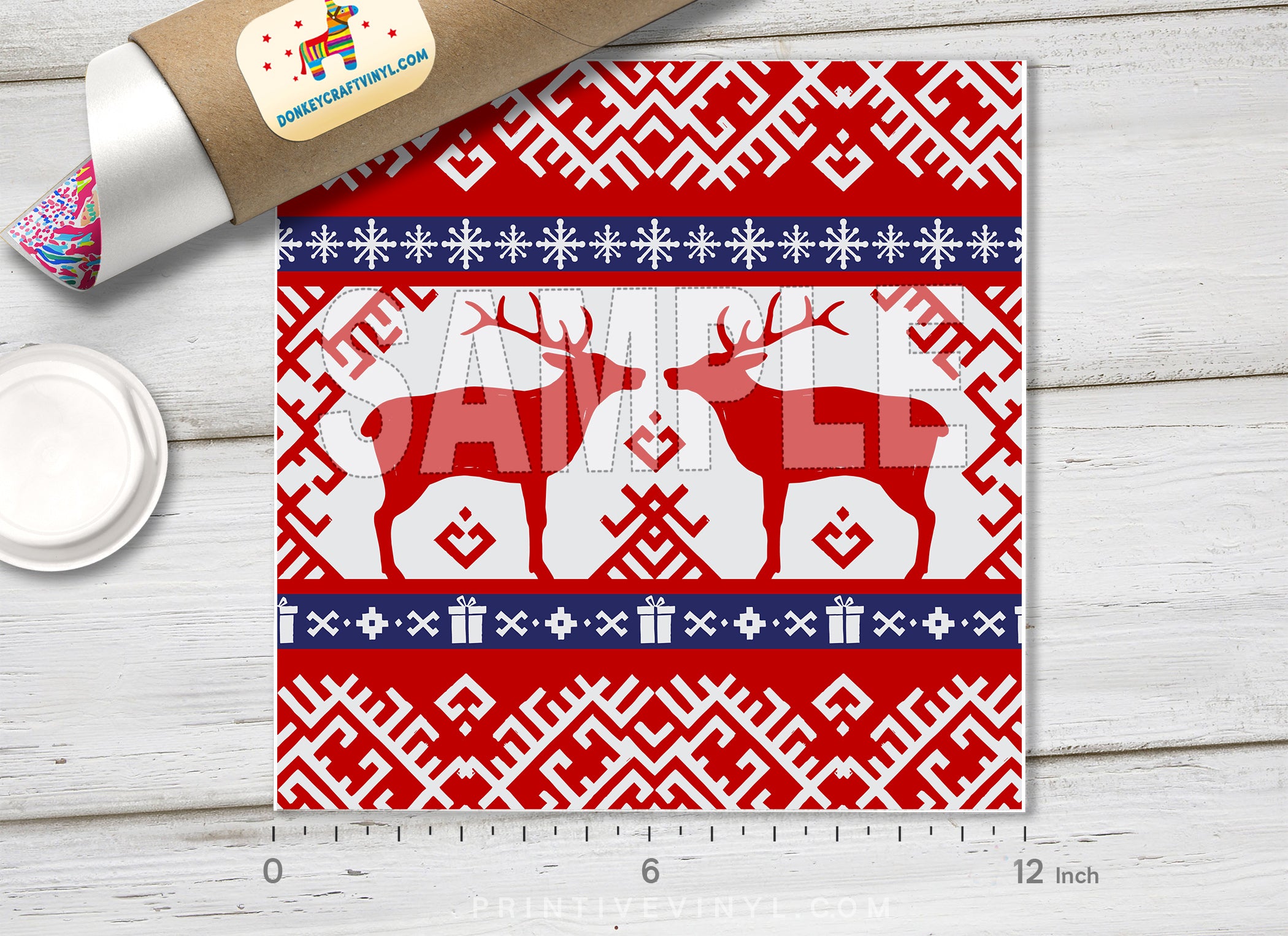 Christmas Patterned Adhesive Vinyl X111 - Donkey Craft Vinyl