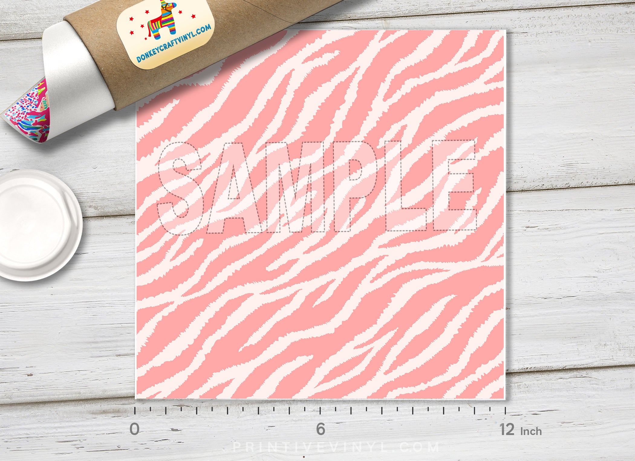 Pastel Pink Zebra Adhesive Vinyl 1447 - Donkey Craft Vinyl