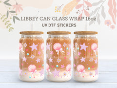 Seashell & Starfish UV DTF Wrap for 16oz Libbey Glass UV129