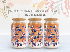 Patriotic Balloon Dog UV DTF Wrap for 16oz Libbey Glass UV123